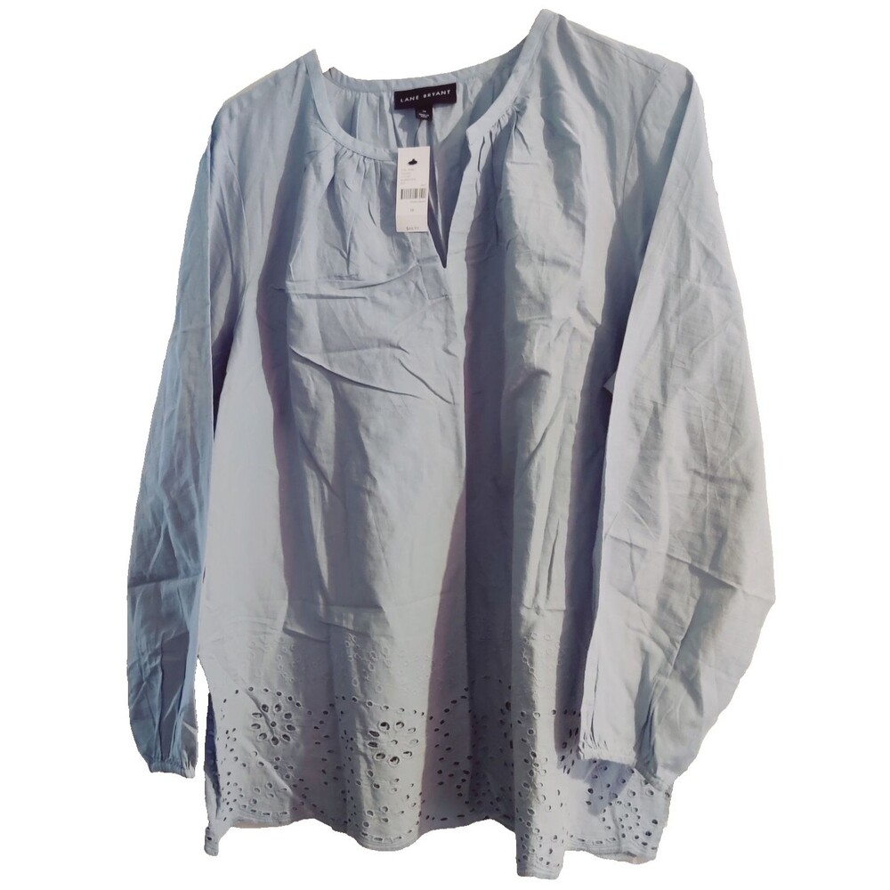 Lane Bryant Womens Plus Size 18 Tunic V Neck Eyelet Detail Lightweight NEW